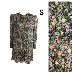 ZARA Long Sleeved Floral Dress Size Small but Roomy Ruffled Lined Peasant